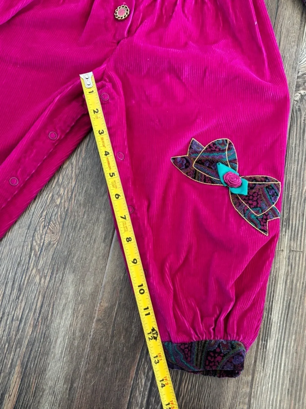 Vtg Kids Corduroy Jumpsuit Jumper Romper Girls 3T Pink Colorful Paisley Cottage